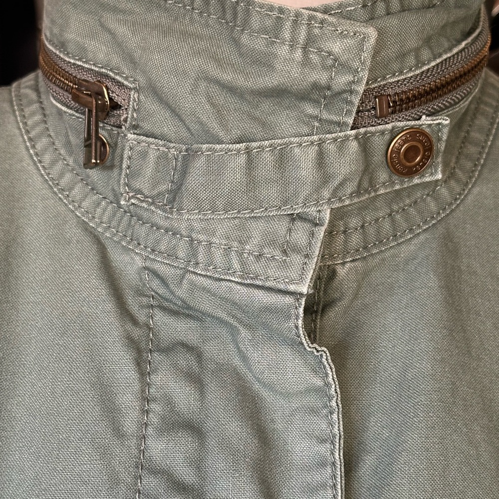 Kensie Utility Jacket in Light Olive Green with Floral Embroidery - Picture 2 of 14